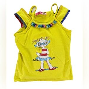Vintage Toddler Girls Minnie Mouse Y2K Shirt Tank 2 Yellow Beach Summer Cute